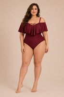 Ruffled plus size slimming body suit