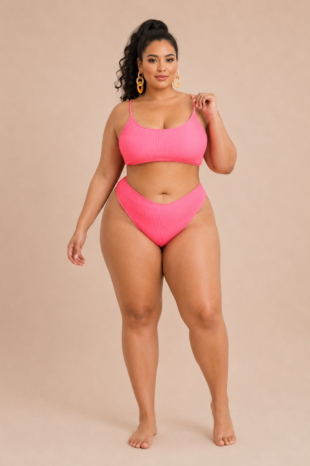 Plus-size pink Color Bikini