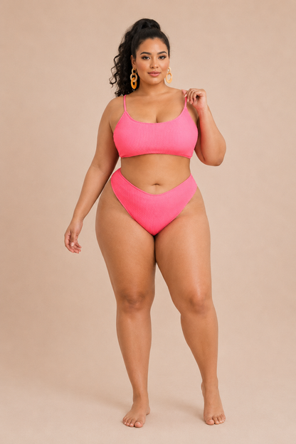 Plus-size pink Color Bikini